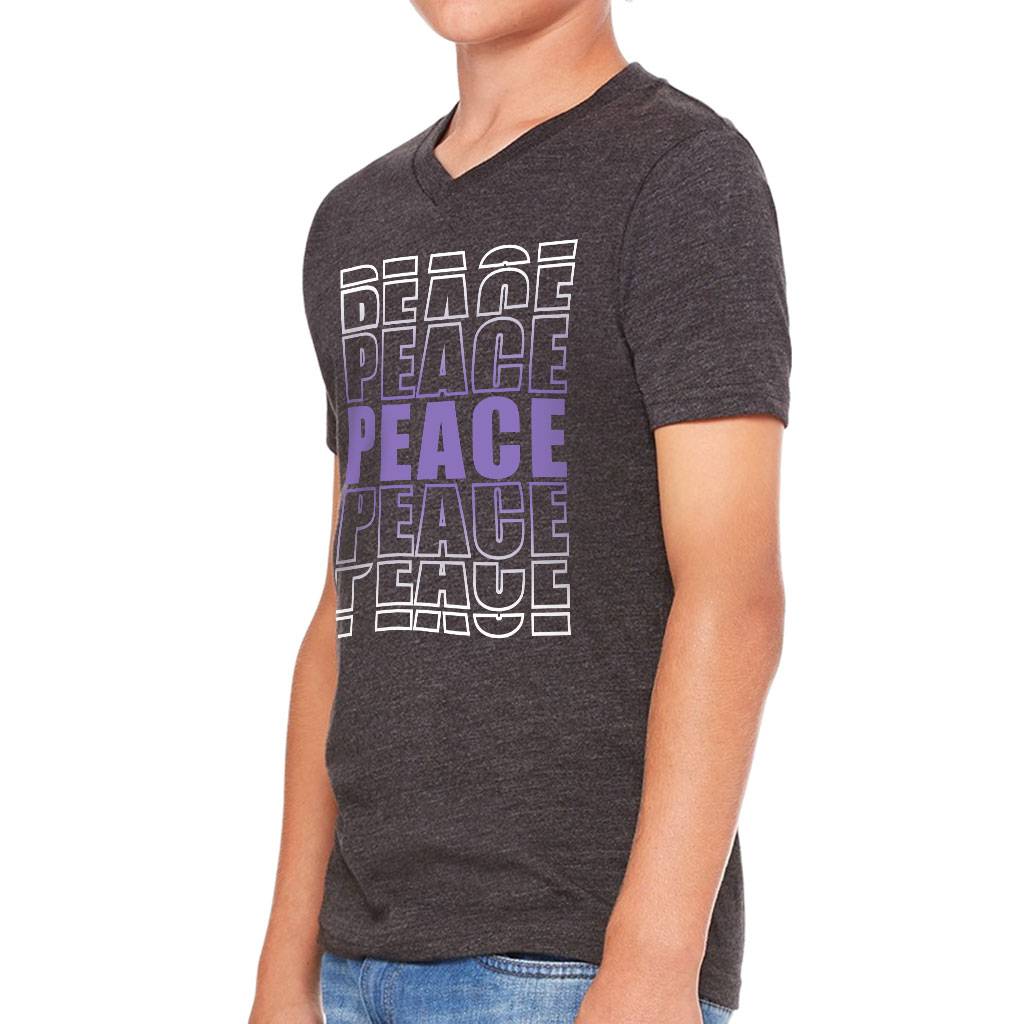 Peace Kids’ V-Neck T-Shirt – Trendy T-Shirt – Graphic V-Neck Tee Kids’ Clothing Peace Kids' V-Neck T-Shirt - Trendy T-Shirt - Graphic V-Neck Tee Kids' Clothing Color : Black|Dark Gray Heather|Navy|White