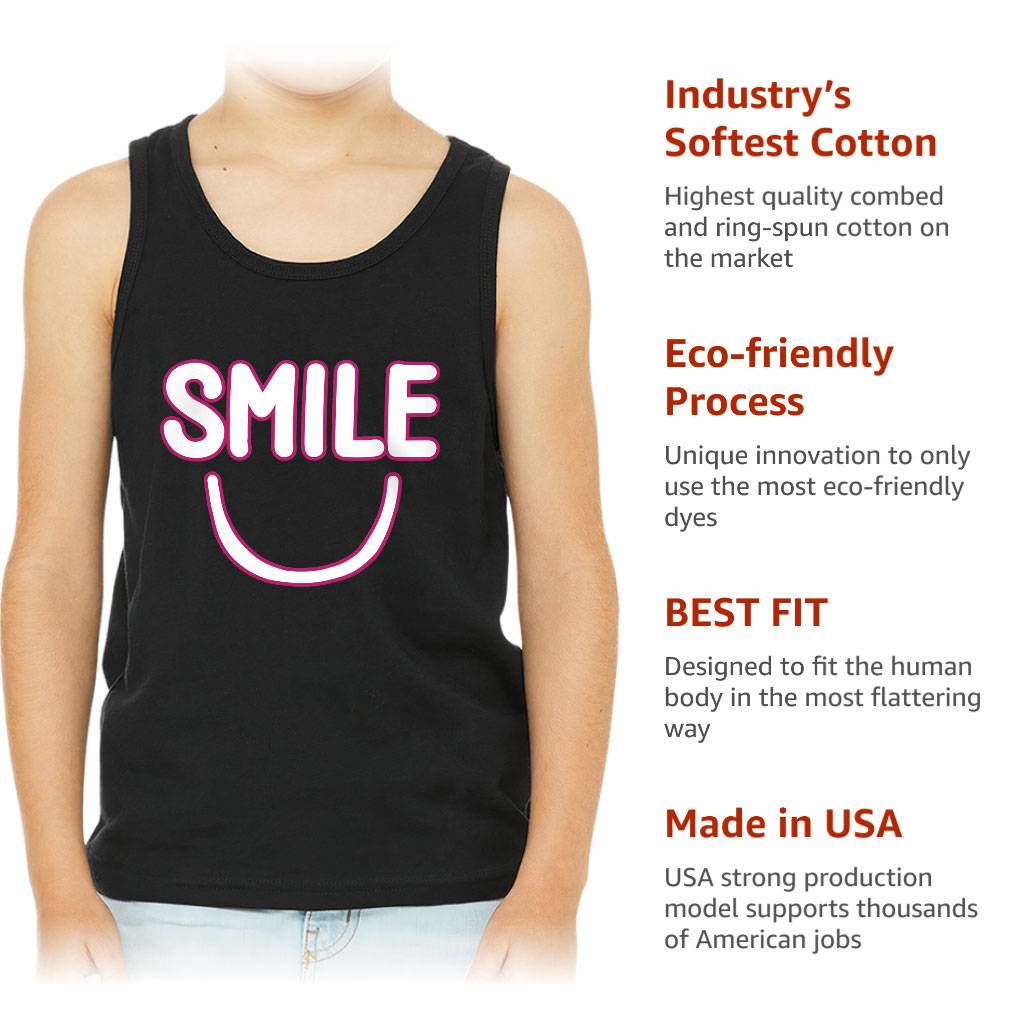 Smile Kids’ Jersey Tank – Positive Sleeveless T-Shirt – Cute Design Kids’ Tank Top Kids’ Clothing Smile Kids' Jersey Tank - Positive Sleeveless T-Shirt - Cute Design Kids' Tank Top Kids' Clothing Color : Athletic Heather|Black|Pink|White