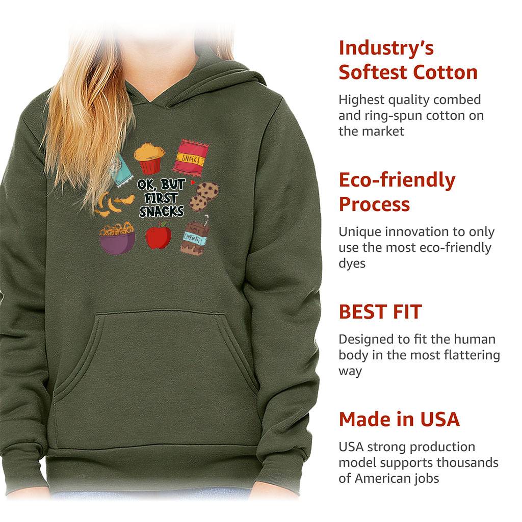 Snacks Kids’ Sponge Fleece Hoodie – Graphic Kids’ Hoodie – Kawaii Hoodie for Kids Hoodies Snacks Kids' Sponge Fleece Hoodie - Graphic Kids' Hoodie - Kawaii Hoodie for Kids Hoodies Color : Athletic Heather|Black|Mauve|Military Green