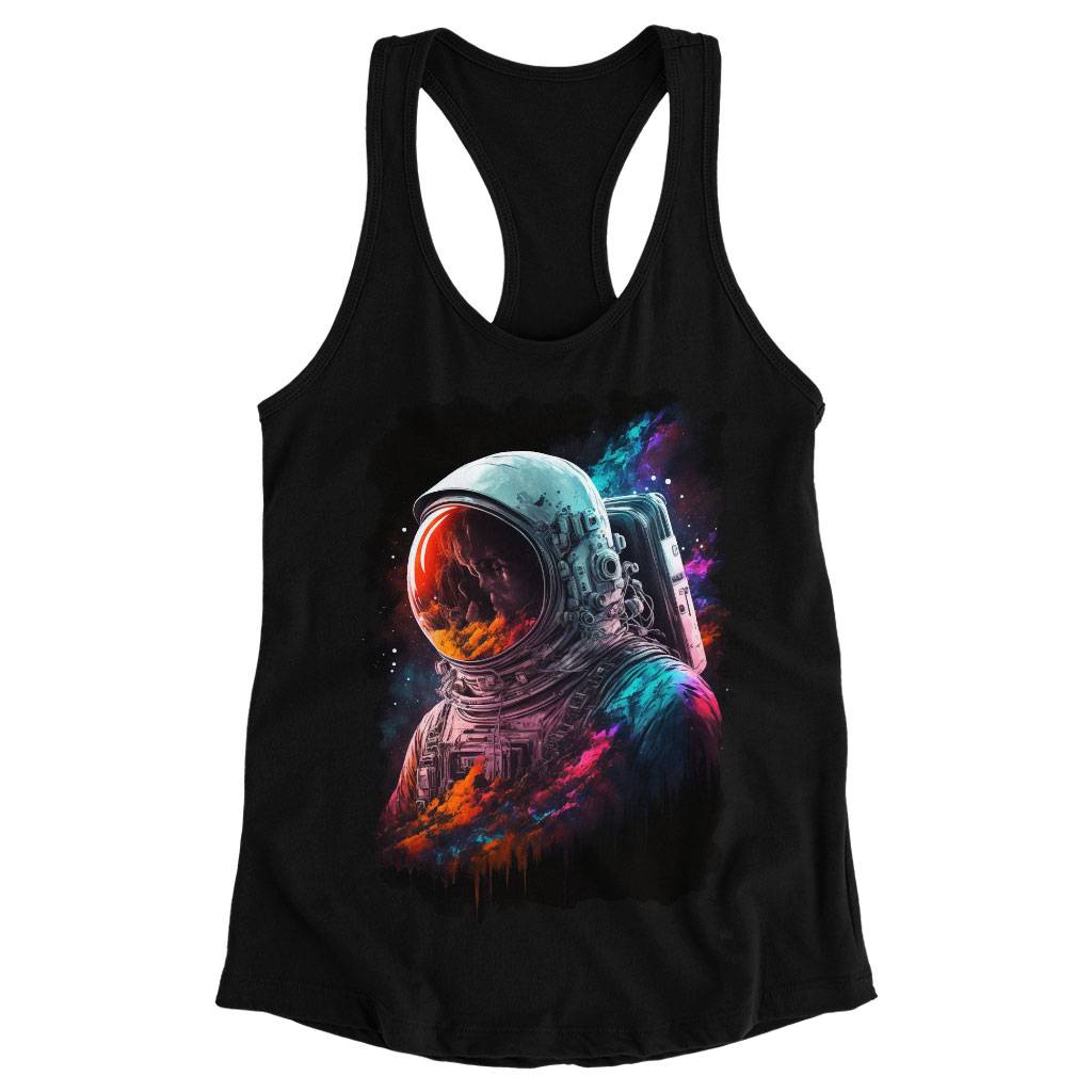 Space Astronaut Racerback Tank - Cool Art Tank - Colorful Workout Tank Women Women's Tops & Tees Color : Black|Gray|White 