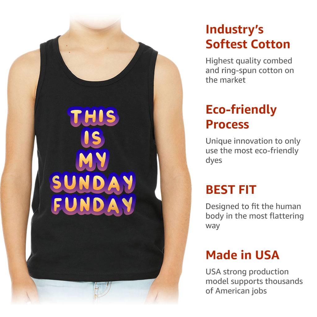 Sunday Funday Kids’ Jersey Tank – Cute Design Sleeveless T-Shirt – Graphic Kids’ Tank Top Tanks Sunday Funday Kids' Jersey Tank - Cute Design Sleeveless T-Shirt - Graphic Kids' Tank Top Tanks Color : Athletic Heather|Black|Pink|White