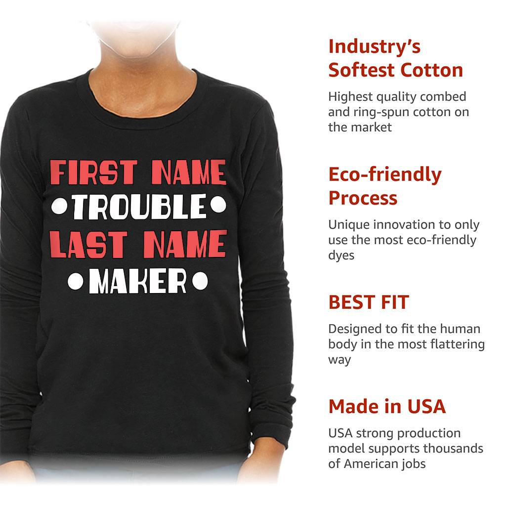 Trouble Maker Kids’ Long Sleeve T-Shirt – Funny T-Shirt – Cool Long Sleeve Tee Kids’ Clothing Trouble Maker Kids' Long Sleeve T-Shirt - Funny T-Shirt - Cool Long Sleeve Tee Kids' Clothing Color : Black|Gray Triblend|Navy|White