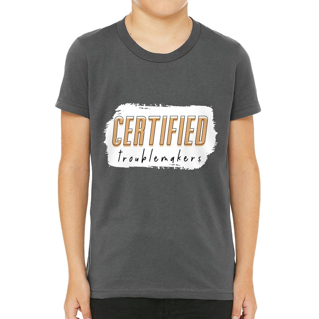 Trouble Maker Kids’ T-Shirt – Funny Design T-Shirt – Printed Tee Shirt for Kids Kids’ Clothing Trouble Maker Kids' T-Shirt - Funny Design T-Shirt - Printed Tee Shirt for Kids Kids' Clothing Color : Asphalt|Black|Natural|Navy|White