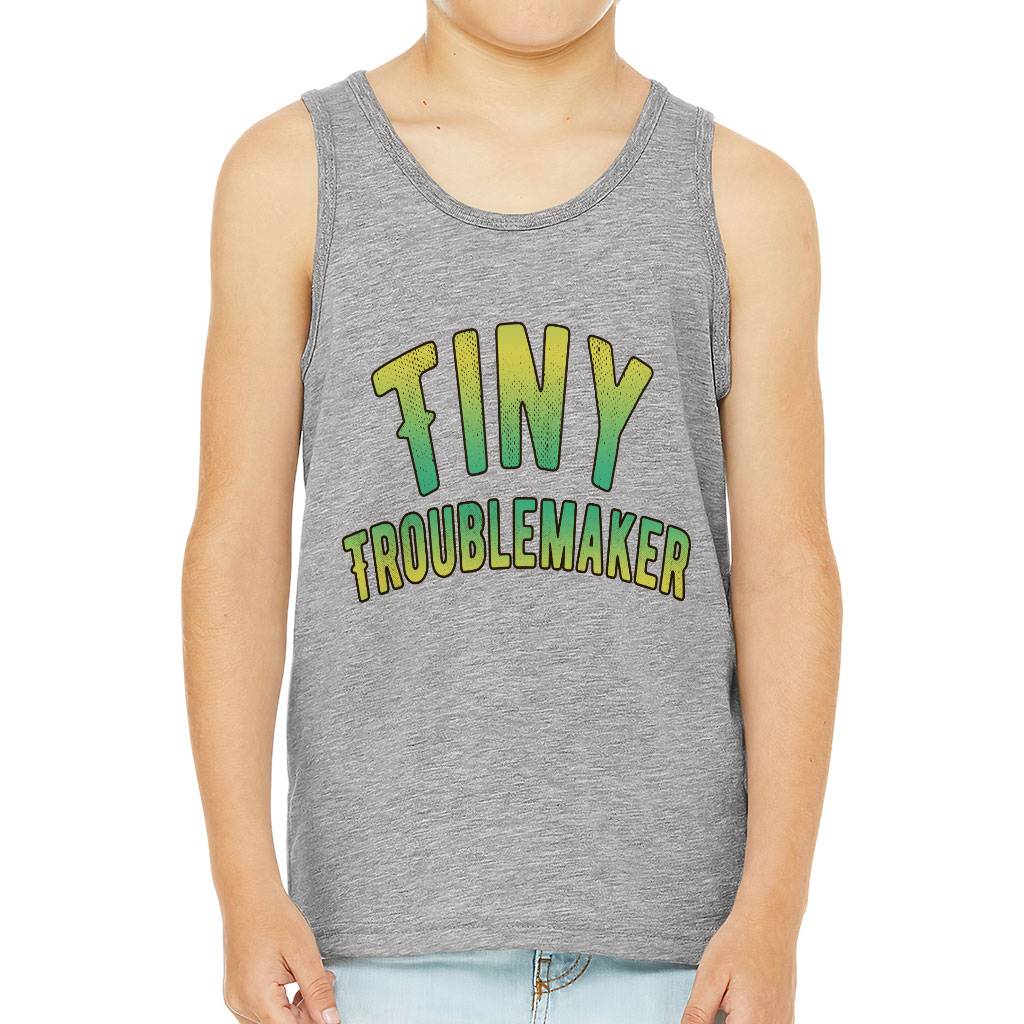 Troublemaker Kids’ Jersey Tank – Trendy Sleeveless T-Shirt – Cool Kids’ Tank Top Kids’ Clothing Troublemaker Kids' Jersey Tank - Trendy Sleeveless T-Shirt - Cool Kids' Tank Top Kids' Clothing Color : Athletic Heather|Black|Dark Gray Heather|White
