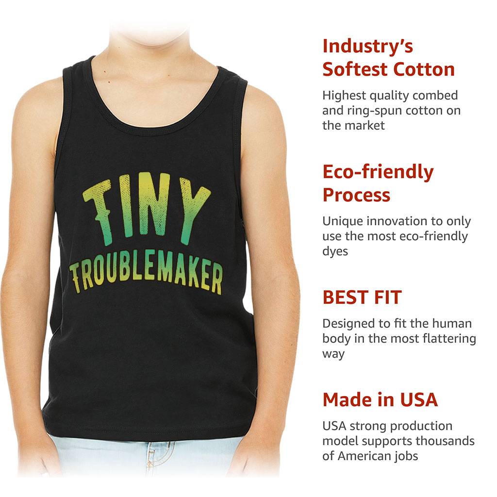 Troublemaker Kids’ Jersey Tank – Trendy Sleeveless T-Shirt – Cool Kids’ Tank Top Kids’ Clothing Troublemaker Kids' Jersey Tank - Trendy Sleeveless T-Shirt - Cool Kids' Tank Top Kids' Clothing Color : Athletic Heather|Black|Dark Gray Heather|White