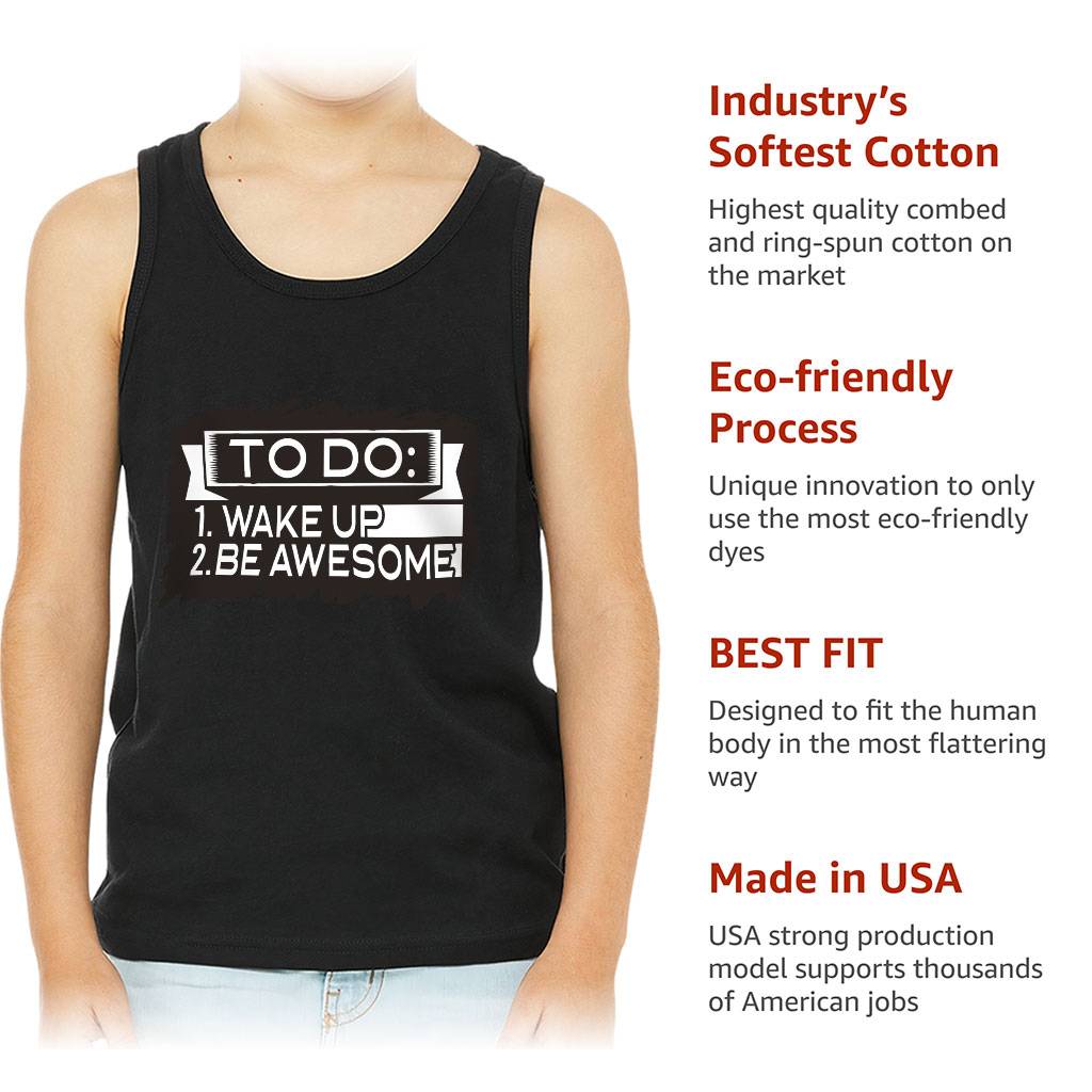 Wake Up and Be Awesome Kids’ Jersey Tank – Trendy Sleeveless T-Shirt – Funny Kids’ Tank Top Kids’ Clothing Wake Up and Be Awesome Kids' Jersey Tank - Trendy Sleeveless T-Shirt - Funny Kids' Tank Top Kids' Clothing Color : Athletic Heather|Black|Dark Gray Heather|White