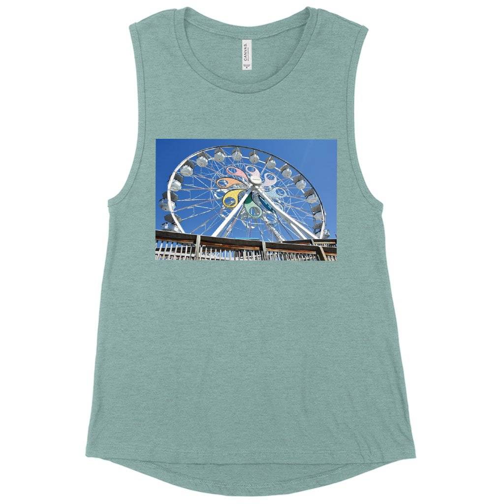 Women’s Muscle Ferris Wheel Tank – Hershey Park Tanks Women Women’s Tops & Tees Women's Muscle Ferris Wheel Tank - Hershey Park Tanks Women Women's Tops & Tees Color : Heather Dusty Blue|White|Black