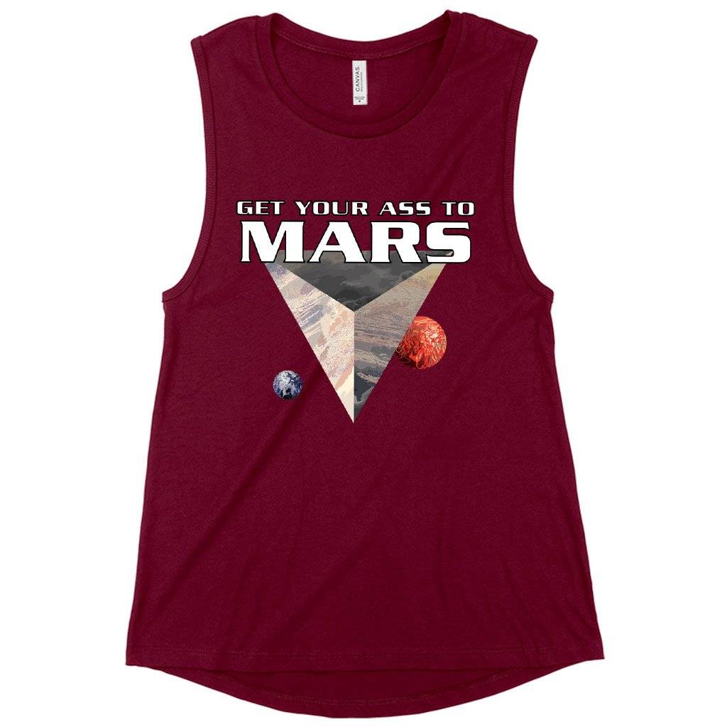Women's Muscle Get Your Ass to Mars Tank - Total Recall Tank Women Women's Tops & Tees Color : Black|Maroon|White 