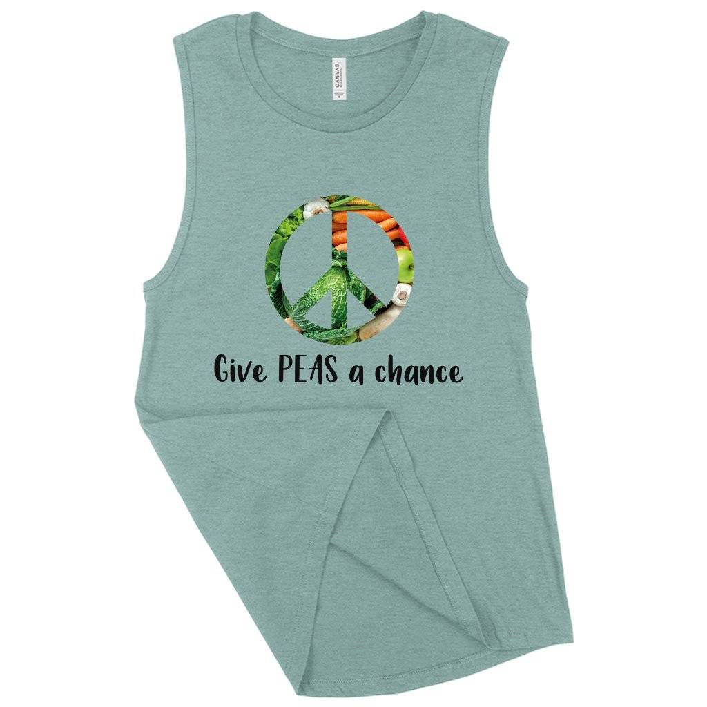 Women’s Muscle Give Peas a Chance Funny Vegan Tank – Vegan Print Tank – Vegetarian Funny Tanks Women Women’s Tops & Tees Women's Muscle Give Peas a Chance Funny Vegan Tank - Vegan Print Tank - Vegetarian Funny Tanks Women Women's Tops & Tees Color : White|Heather Dusty Blue|Black