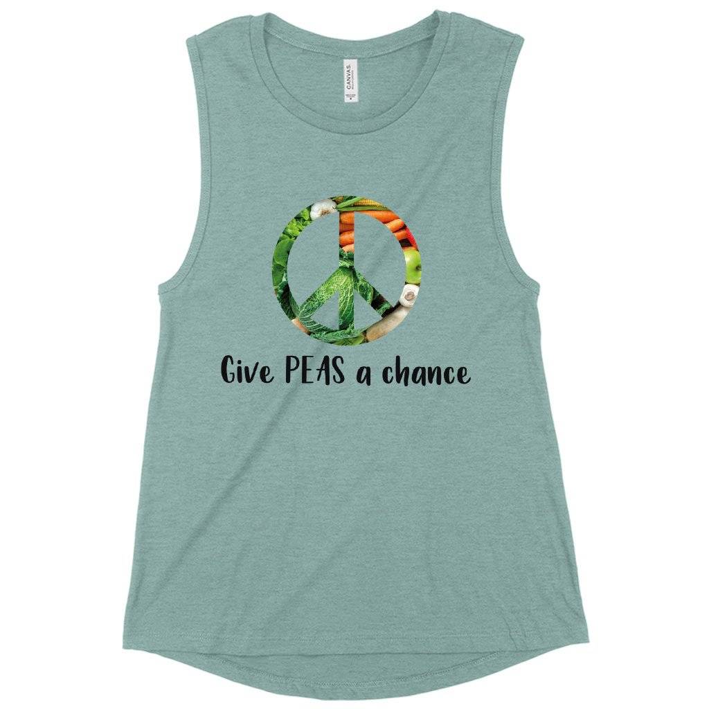 Women’s Muscle Give Peas a Chance Funny Vegan Tank – Vegan Print Tank – Vegetarian Funny Tanks Women Women’s Tops & Tees Women's Muscle Give Peas a Chance Funny Vegan Tank - Vegan Print Tank - Vegetarian Funny Tanks Women Women's Tops & Tees Color : White|Heather Dusty Blue|Black