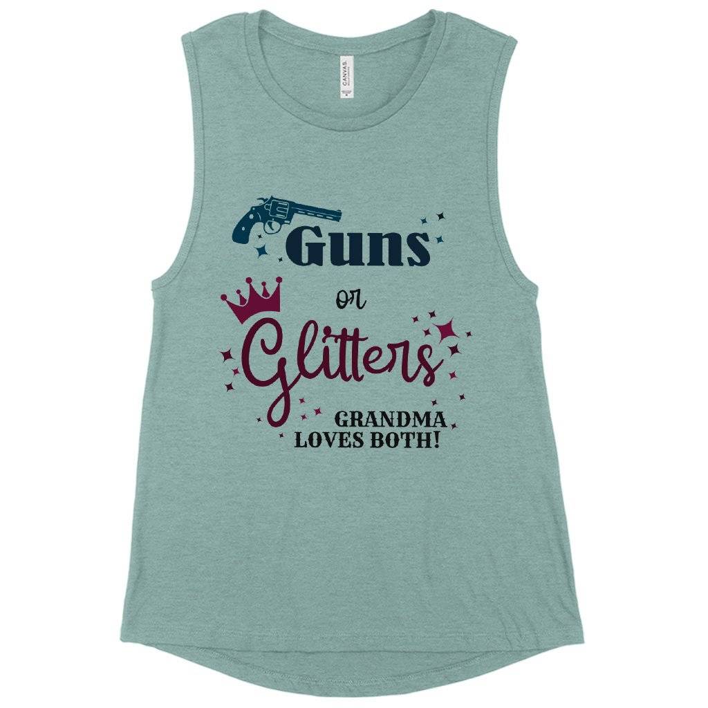 Women’s Muscle Guns or Glitters Grandma Loves Both Tank – Gender Reveal Tanks for Grandparents – Tanks for Grandma Women Women’s Tops & Tees Women's Muscle Guns or Glitters Grandma Loves Both Tank - Gender Reveal Tanks for Grandparents - Tanks for Grandma Women Women's Tops & Tees Color : White|Heather Dusty Blue|Black