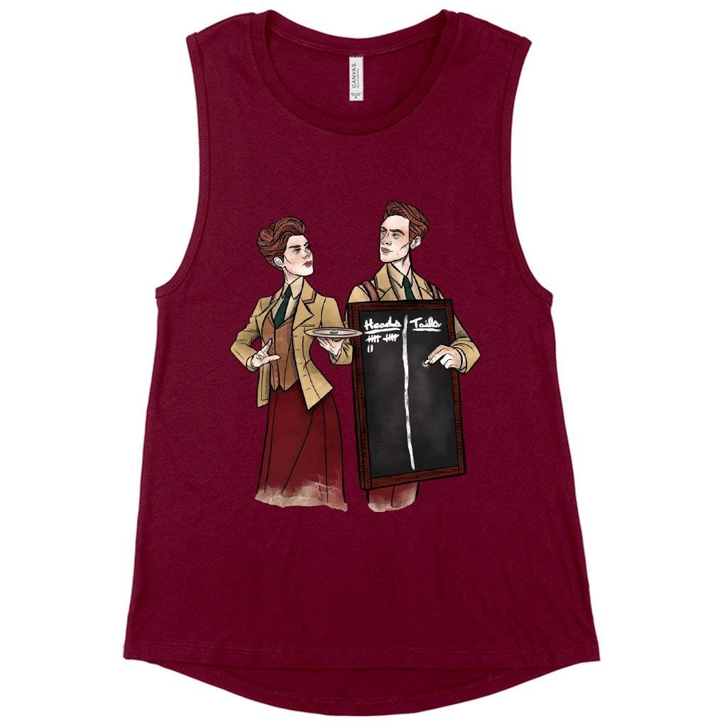 Women’s Muscle Heads or Tails Tank – Graphic Tank Women Women’s Tops & Tees Women's Muscle Heads or Tails Tank - Graphic Tank Women Women's Tops & Tees Color : Maroon|Heather Dusty Blue|White