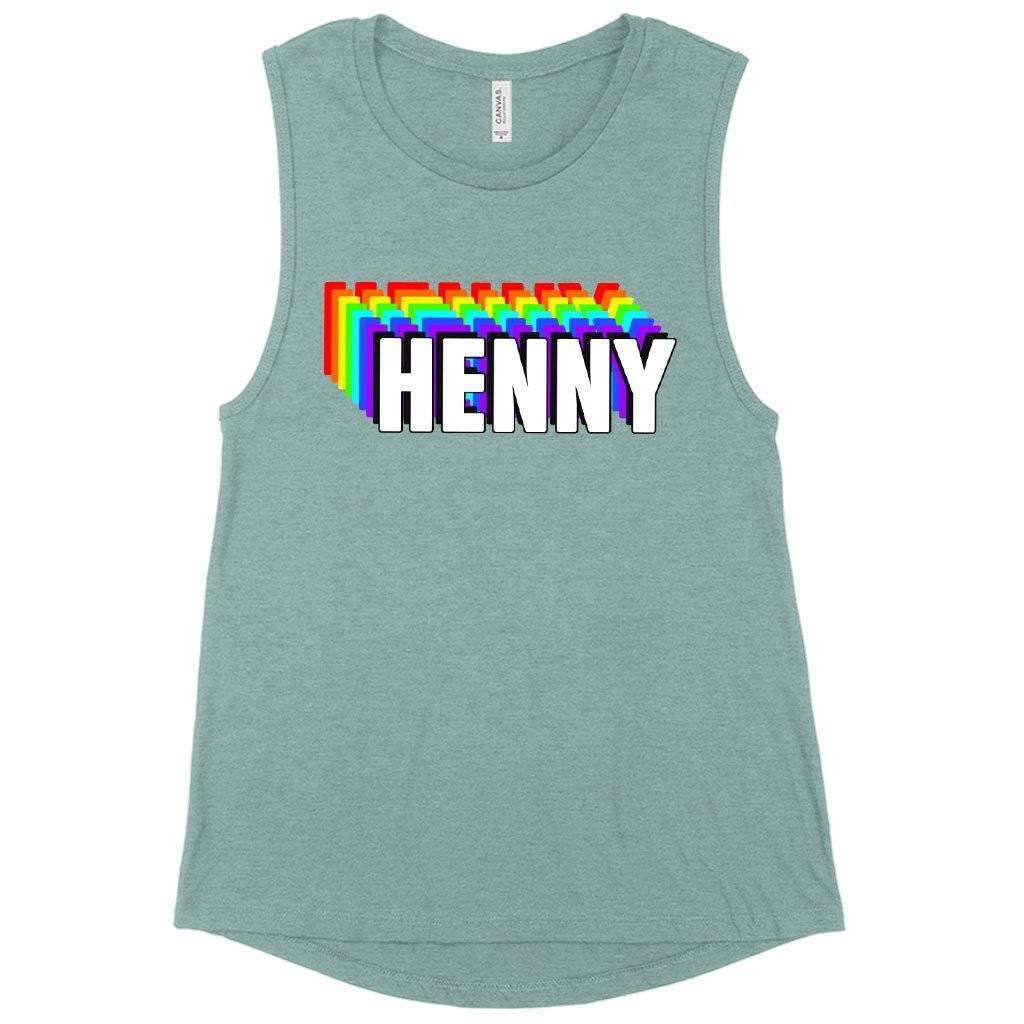 Women’s Muscle Henny Tank – Graphic Tank Women Women’s Tops & Tees Women's Muscle Henny Tank - Graphic Tank Women Women's Tops & Tees Color : Black|Heather Dusty Blue|White