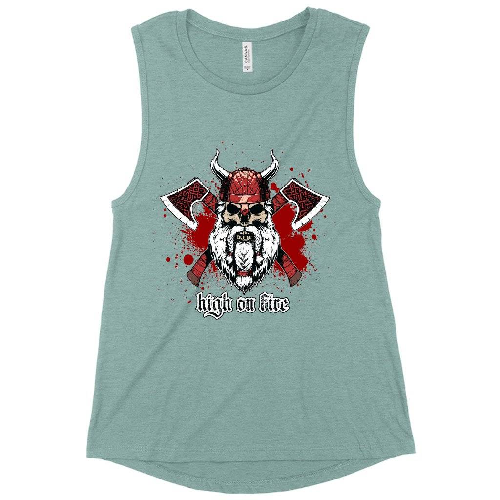 Women’s Muscle High on Fire Tank – Metal Tank Women Women’s Tops & Tees Women's Muscle High on Fire Tank - Metal Tank Women Women's Tops & Tees Color : Maroon|Black|Heather Dusty Blue