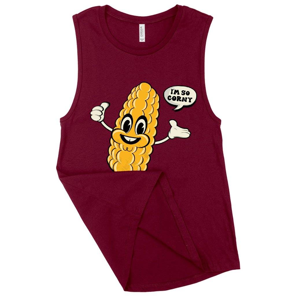 Women's Muscle I'm So Corny Tank - Corn Tank - Funny Tank Women Women's Tops & Tees Color : Maroon|Heather Dusty Blue|Heather Mustard 