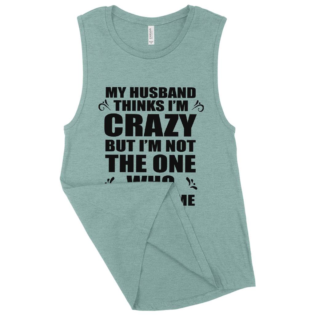 Women’s Muscle My Husband Thinks I’m Crazy Tank – Funny Husband Wife Tanks Women Women’s Tops & Tees Women's Muscle My Husband Thinks I’m Crazy Tank - Funny Husband Wife Tanks Women Women's Tops & Tees Color : Heather Dusty Blue|White|Black