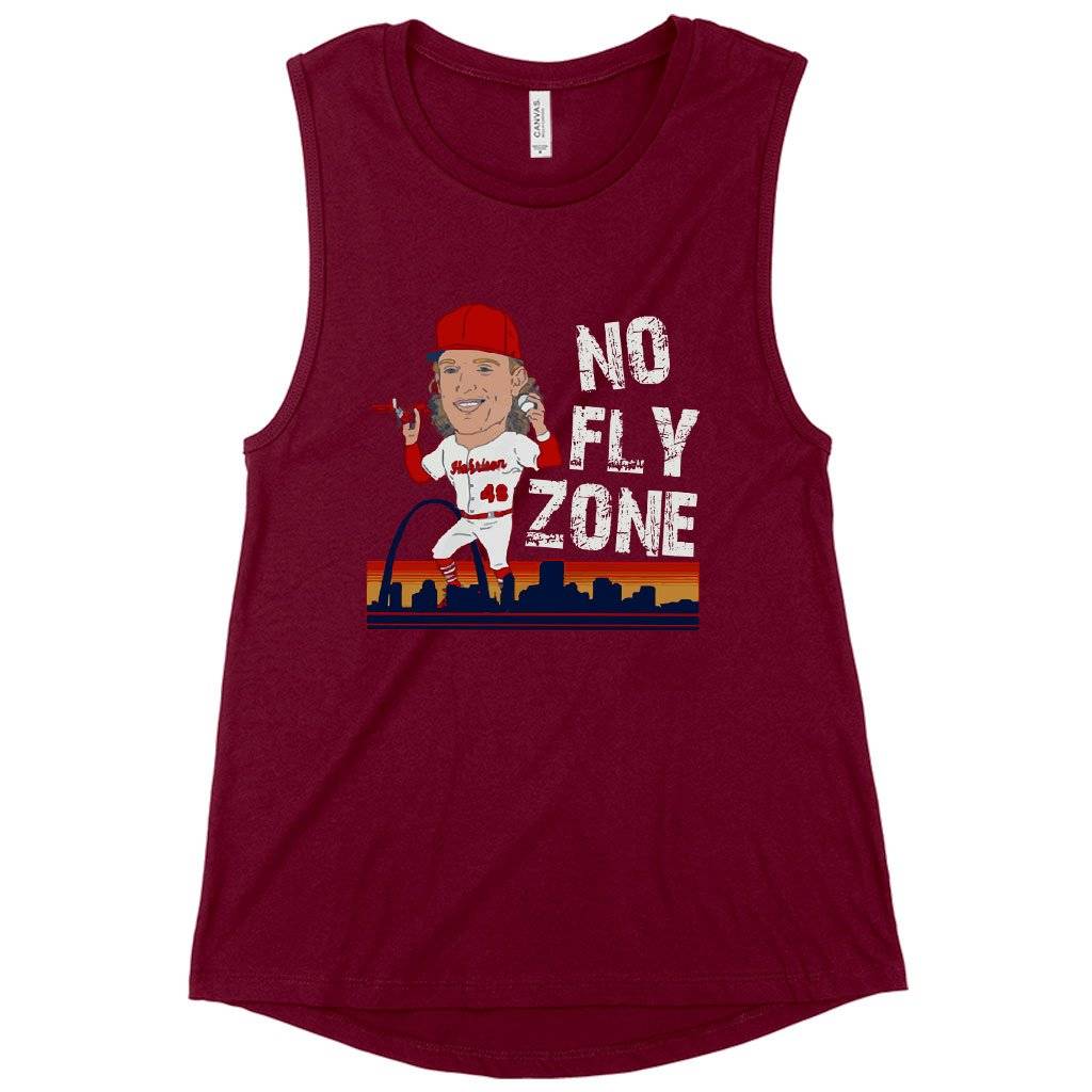 Women's Muscle No Fly Zone Tank - Harrison Bader Tank - Baseball Tank Women Women's Tops & Tees Color : Black|Maroon|White 