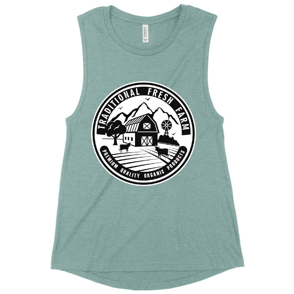 Women’s Muscle Traditional Fresh Farm Tank – Farm Designs Tank – Farm Themed Tank Women Women’s Tops & Tees Women's Muscle Traditional Fresh Farm Tank - Farm Designs Tank - Farm Themed Tank Women Women's Tops & Tees Color : White|Heather Dusty Blue|Black